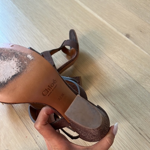 Chloe Gladiator Suede Leather Heeled Sandals Mauve IT 37.5 / US 7.5 - Picture 8 of 10